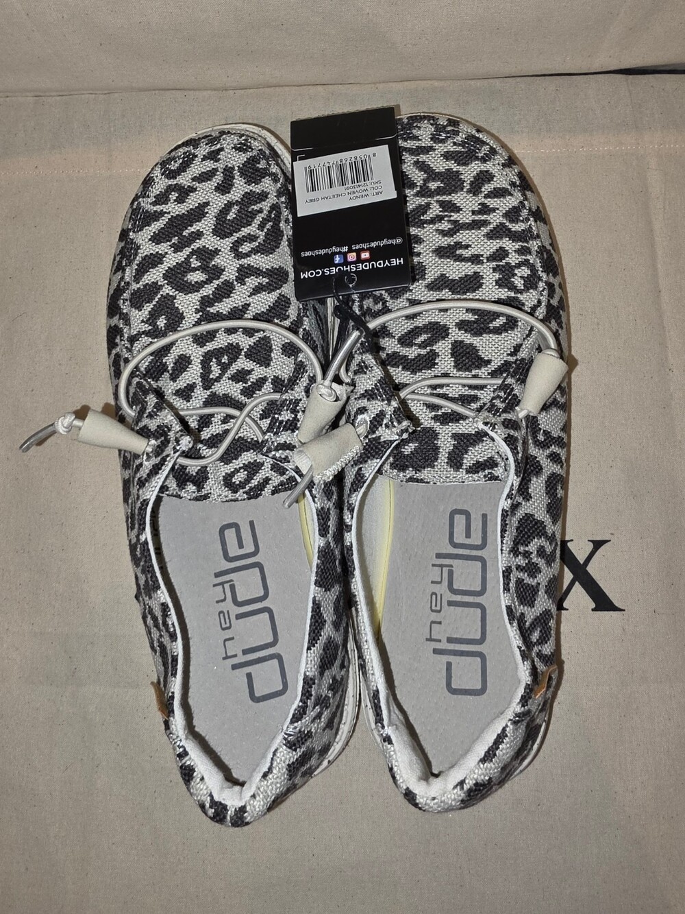 Hey Dude Wendy Woven Cheetah Grey Slip-On Shoes - Women's Size 9
